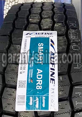 Aufine ADR8 Smart (приводная) 315/80 R22.5 156/150L 20PR - Фото этикетки на протекторе детально